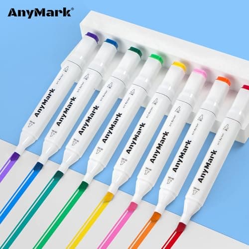 Detalle de AnyMark rotuladores de alcohol de doble punta (100 colores) para bocetos, cómics y colorear