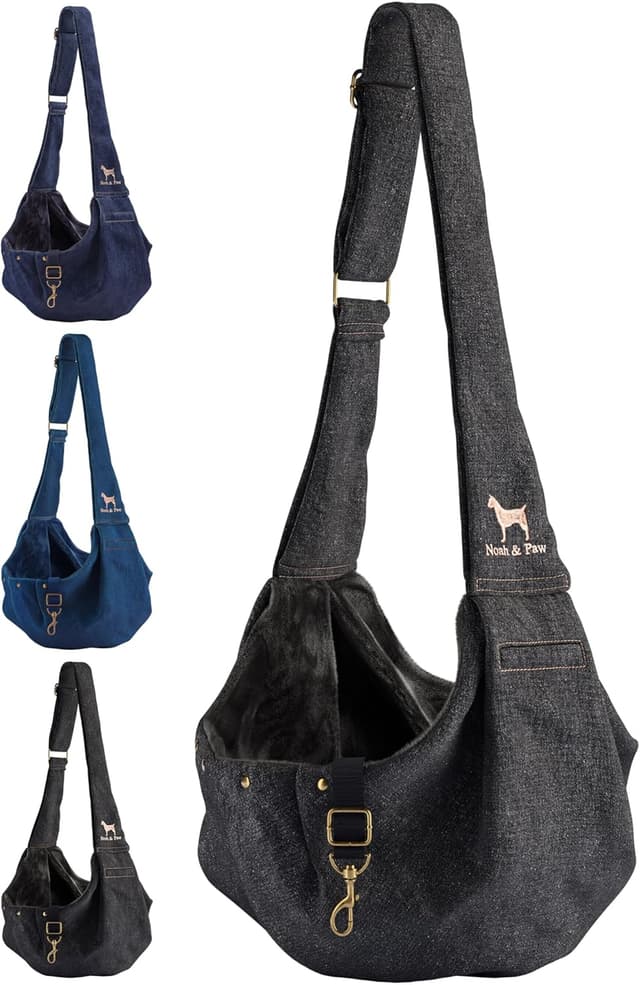 Detalle de Noah & Paw dog sling carrier (denim) for small dogs 5–18lb and cats