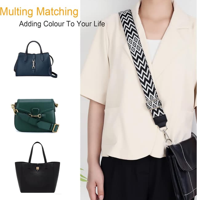 Detalle 2 de AiQInu Taschengurt zum Wechseln: verstellbarer Schulterriemen mit 5 cm Breite (80–140 cm)