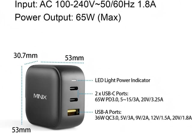 Thumbnail 4 de MINIX NEO P1 66W 3-Port GaN Charger