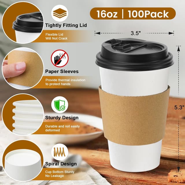 Thumbnail 2 de Lamosi 16 oz Disposable Coffee Cups