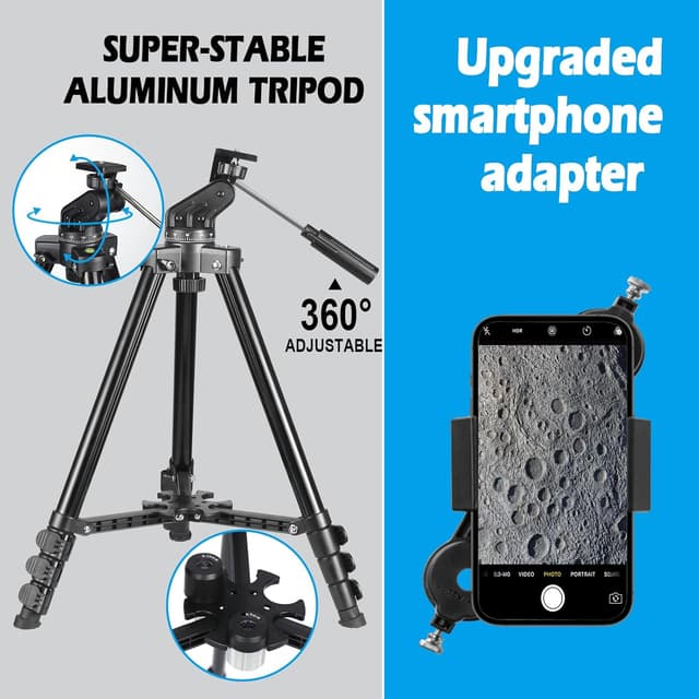 Detalle de Celticbird 80mm 600mm Refractor Telescope for Adults & Beginners (AZ Mount) with Phone Adapter, Backpack