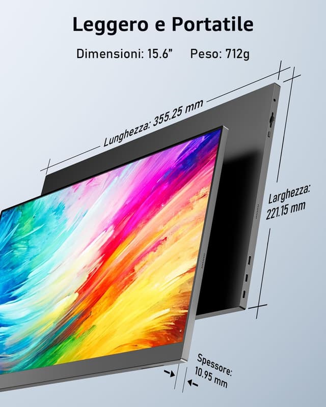 Detalle 2 de Yodoit Monitor Portatile 15,6" IPS FHD con supporto, USB‑C e HDMI