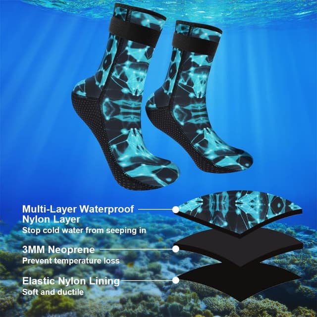 Detalle de flintronic Calzini da immersione in neoprene da 3 mm con suola antiscivolo per snorkeling, surf, vela e kayak