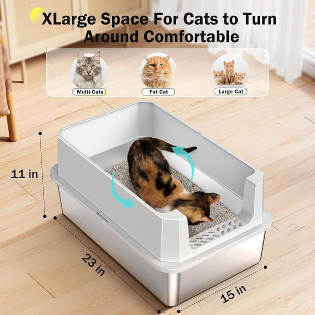 Detalle 2 de MIXJOY XL Stainless Steel Cat Litter Tray
