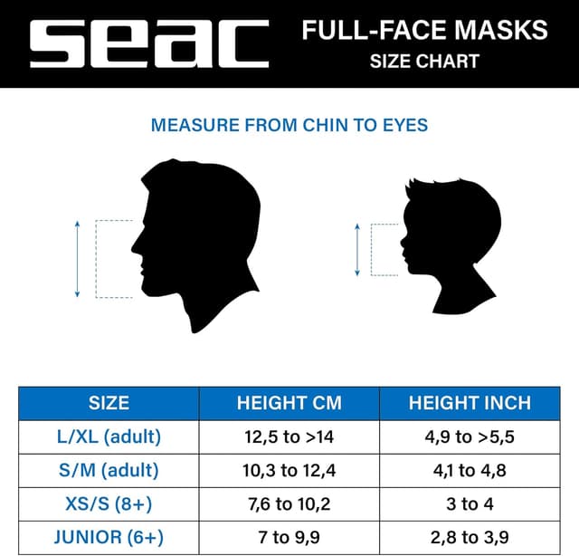 Detalle 2 de SEAC AMICA Maschera integrale snorkeling full face per adulti e bambini (dai 6 anni) con visione 180°