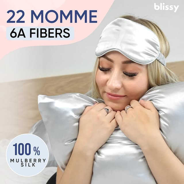 Detalle 2 de Blissy Silk Pillowcase Cover (22 Momme 6A Mulberry Silk) — Pure Silk for Hair & Skin