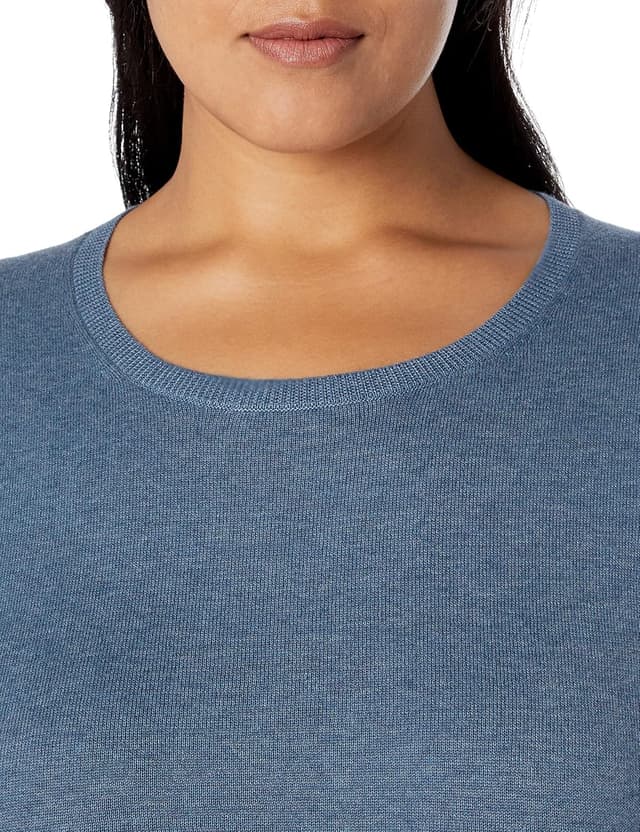 Detalle de Leichter Damen-Pullover mit Rundhalsausschnitt von Amazon Essentials (langarm, bequeme enge Passform)