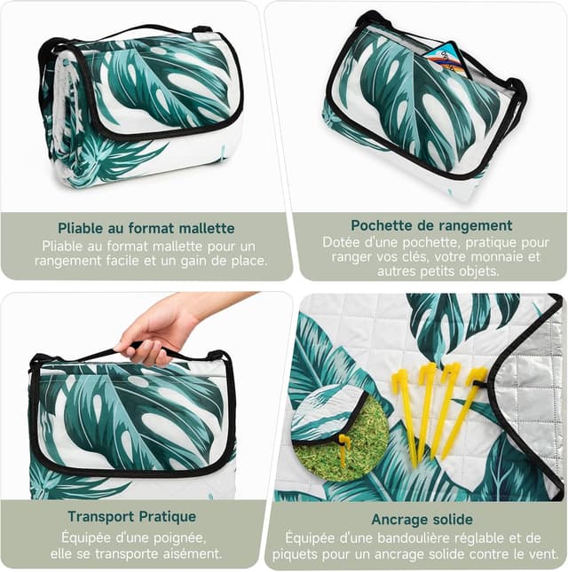 Detalle 1 de HAUSPROFI Picknickdecke 200x300 wasserdicht