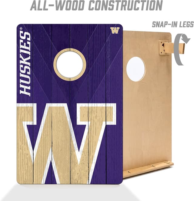Detalle de YouTheFan NCAA 2’ x 3’ Wood Cornhole Game with Logo Bags