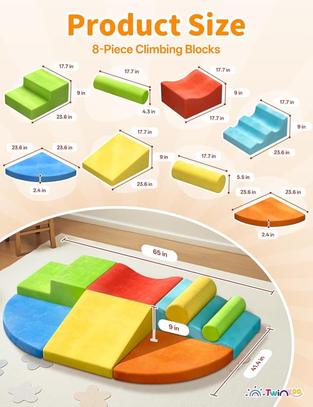 Thumbnail 1 de Twinkoo Extra Large Foam Climbing Set 8