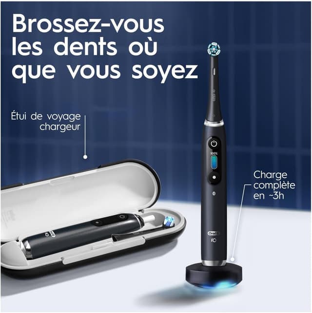 Thumbnail 6 de Oral-B iO Série 9 brosse à dents électrique noire (capteur de pression, 7 modes) + 3 têtes de recharge