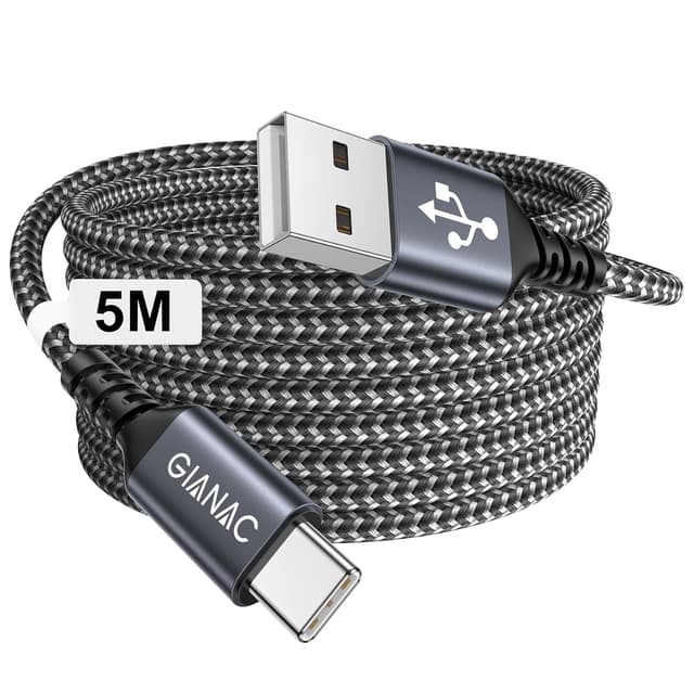 Detalle de GIANAC USB‑C Kabel 5 m (3,1 A) – Schnellladekabel & Datenkabel für iPhone, Samsung, Huawei, Pixel & Xperia
