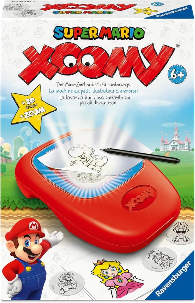 Detalle de Ravensburger Xoomy Midi Super Mario Zeichenkoffer (ab 6 Jahren) – LED-Zoomlampe & 20 Motive