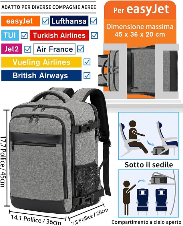 Detalle 2 de KLOSTAIN Zaino da Viaggio 30L 45x36x20