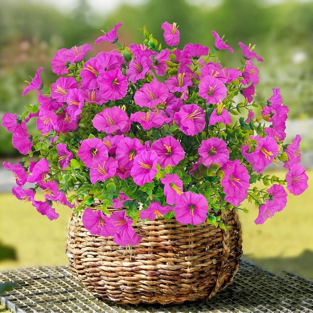 Detalle de TINA Kunstblumen wie echt, 9 Bündel – wetterfeste Balkonpflanzen für Innen & Außen