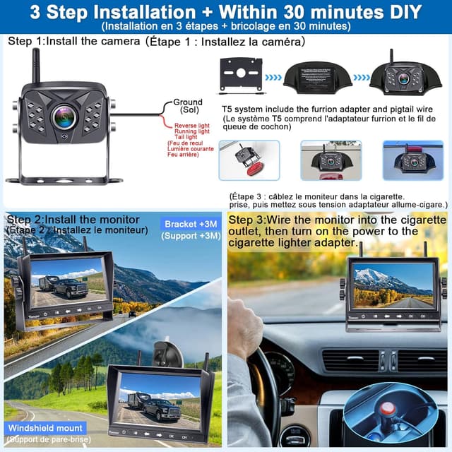 Thumbnail 1 de Tomoia Caméra de recul sans fil 7