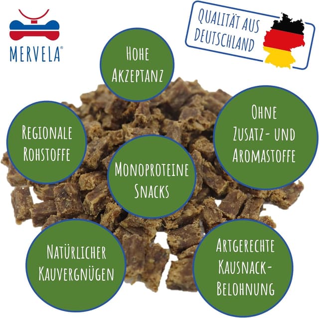 Detalle 2 de MERVELA Premium Rind Kauwürfel für Hunde (500 g) – 100% natürliches Rind, hypoallergen