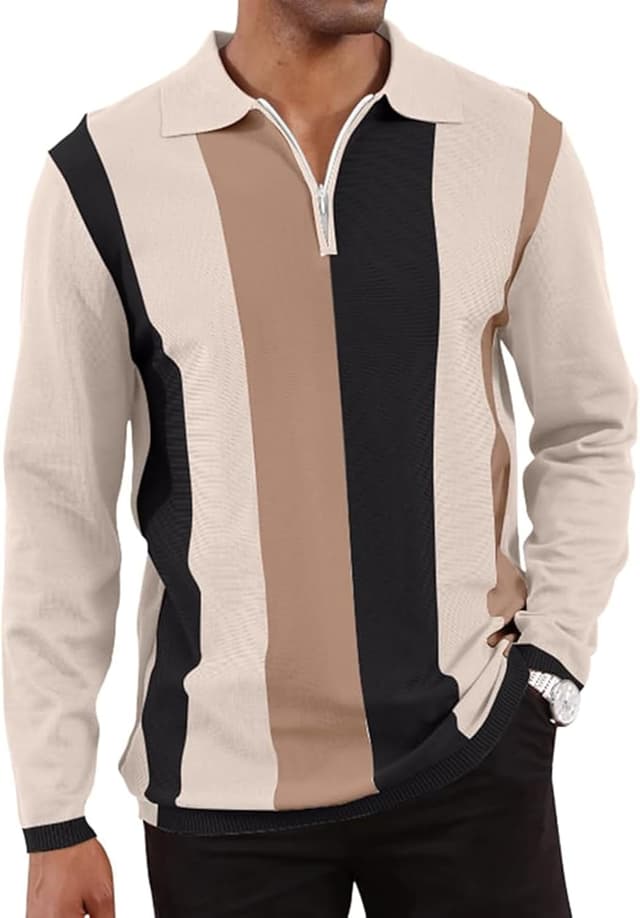 Thumbnail 6 de Vintage Striped Knitted Polo Shirt long sleeve