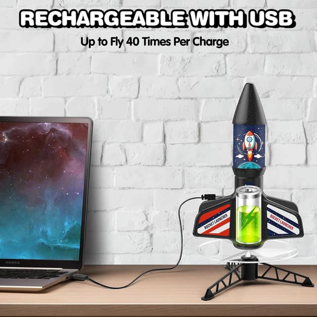 Detalle de Eieymct Rocket Launcher for Kids (Self-Launching, 200 ft Outdoor Electric Launch Set)