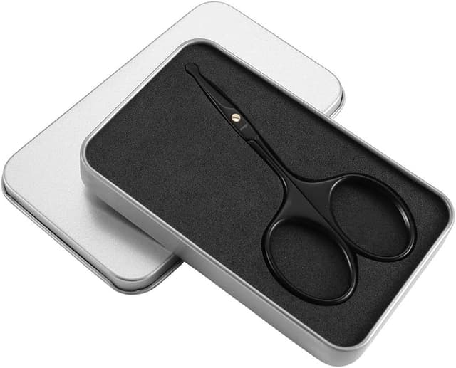 Detalle de LIVINGO 9CM Premium Nose Hair Scissors with Curved Safety Blades and Rounded Tip (Black)