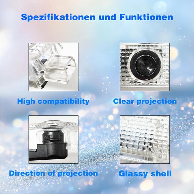 Detalle 2 de ERSDGG 4 proiettori LED per porte auto: illuminazione di benvenuto con logo e installazione senza attrezzi