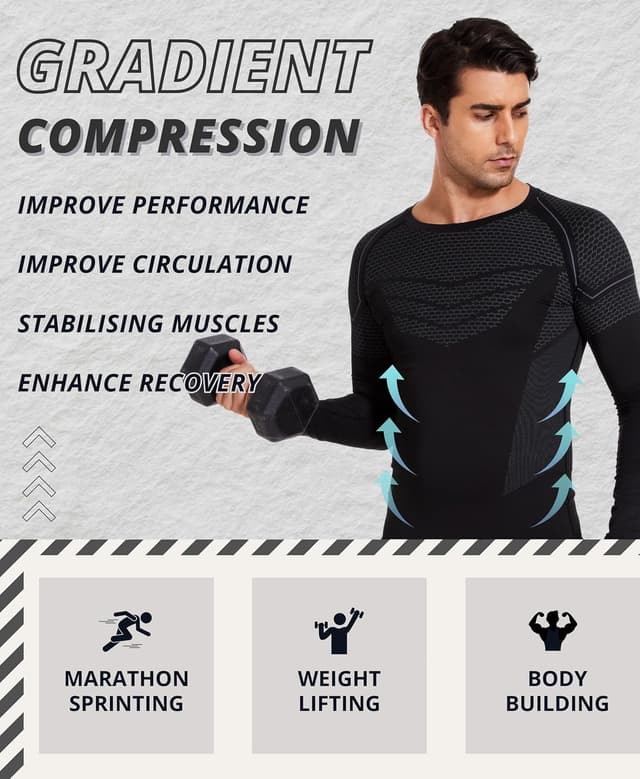 Thumbnail 4 de AMZSPORT Maglia Compressione Uomo Maglia Termica Manica Lunga