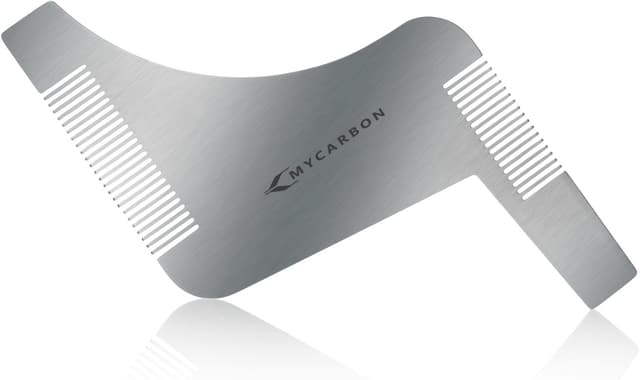 Detalle de MYCARBON Pettine per barba uomo in acciaio inox con design a Z per styling e rifinitura