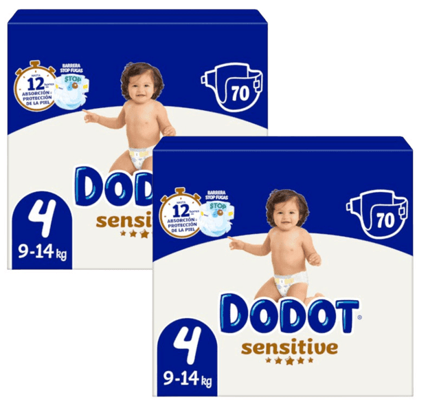 Detalle de Dodot Sensitive Pañales T4 (9-14 kg) 2x70 uds