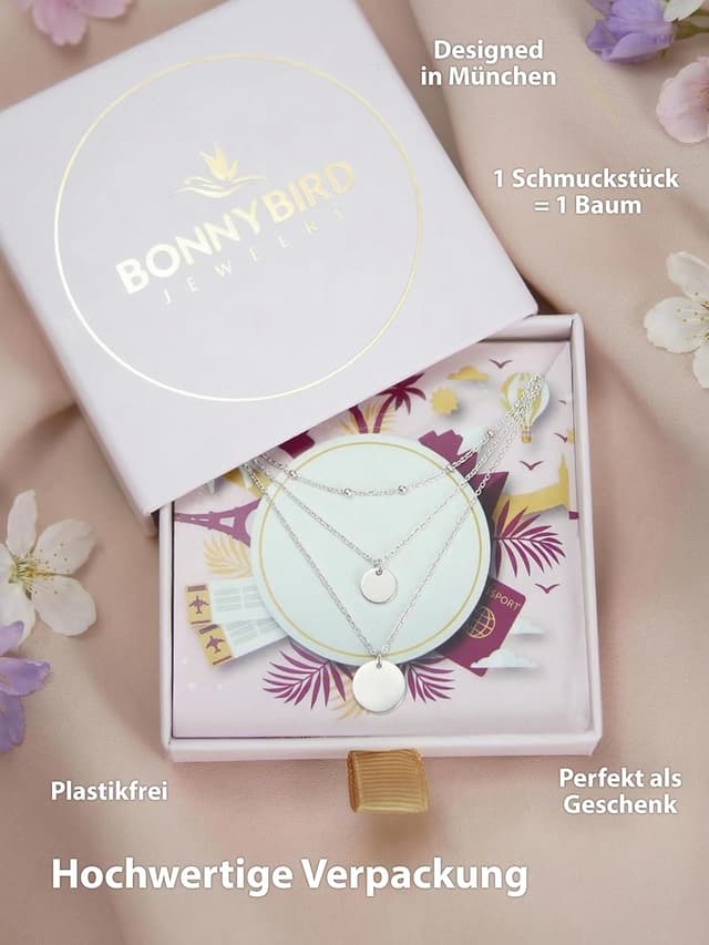 Detalle 2 de BONNYBIRD BonnySydney: wassfestes Edelstahl-Ketten-Set für Damen in Silber, Gold & Roségold