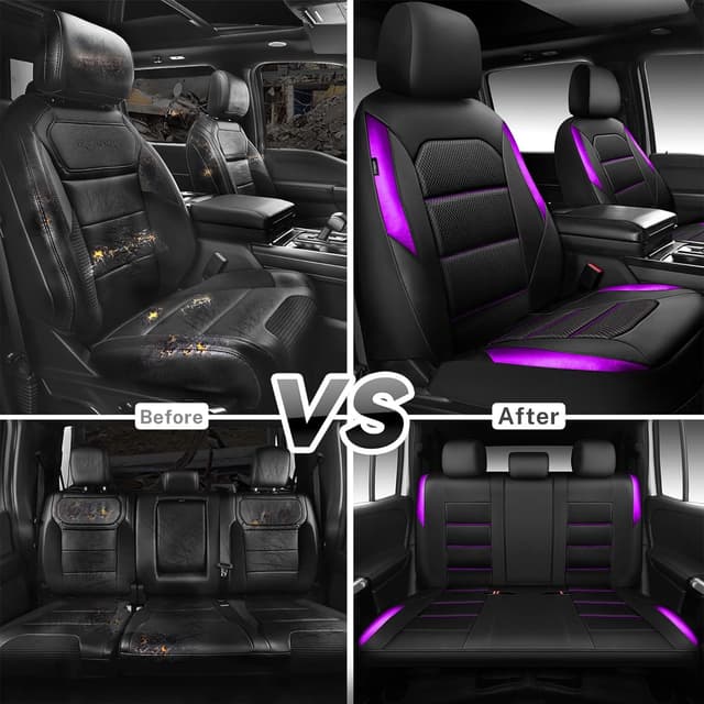 Detalle de CAR PASS Memory 3D Foam Car Seat Covers Full Set (Purple/Black) for SUVs & Trucks