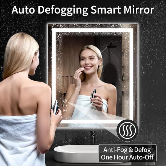 Detalle de LED Bathroom Mirror 32"x36" with Anti-Fog, Dimmable Lights & Touch Sensor