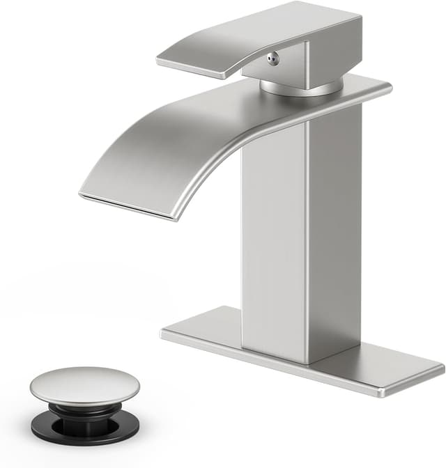 Detalle de ryuwanku Ryuwanku Brushed Nickel Waterfall Bathroom Faucet with Single Handle (SUS 304, for 1 or 3 Holes)