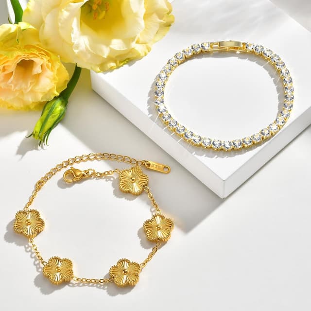 Detalle de Gamtic bracciale tennis 18K zirconia 2 pezzi