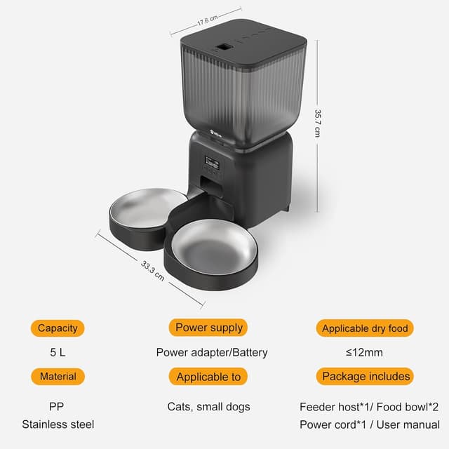 Detalle 2 de Olfjurk 5L Automatic Cat Feeder — Programmable 1–6 Meals 🐱