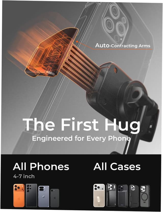 Detalle 1 de LISEN Suction Phone Mount (Auto-Adjusting, One-Touch Vacuum Holder) for Car Dash