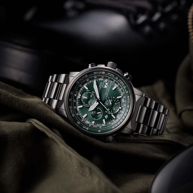 Detalle de Citizen Promaster Sky Eco-Drive Chronograph Herrenarmbanduhr AT8304-57W (schwarz)