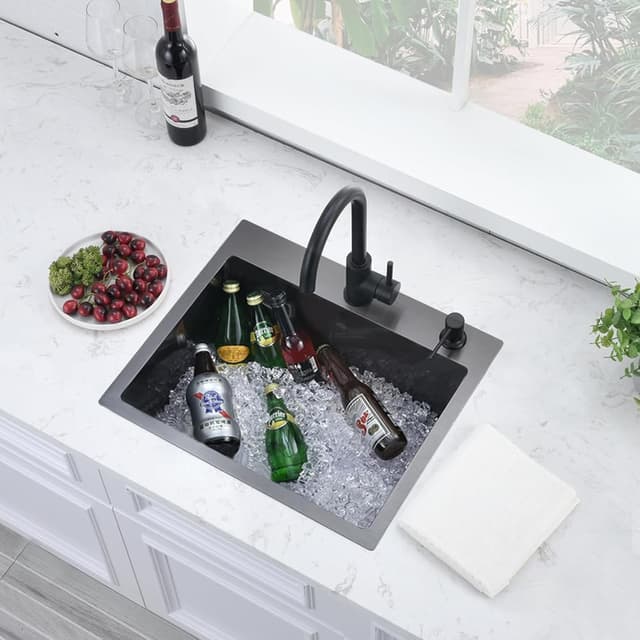 Detalle 2 de Bokaiya fregadero de acero inoxidable empotrado en forma de X