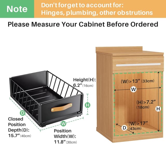 Detalle 2 de Sliding Mesh Cabinet Basket 11.8" Pull-Out Organizer