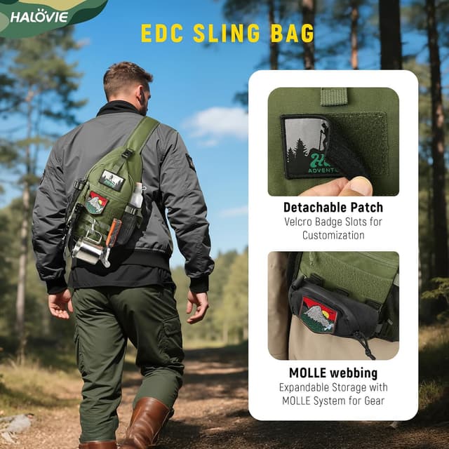 Thumbnail 1 de HALOVIE Brusttasche Anti-Diebstahl Slingbag Umhängetasche Crossbody – mit RFID-Schutz und MOLLE