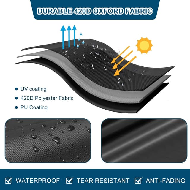 Detalle de RICHIE Egg Chair Cover (420D Heavy Duty Oxford) – Waterproof outdoor cocoon swing egg chair cover, 200 x 230cm, black