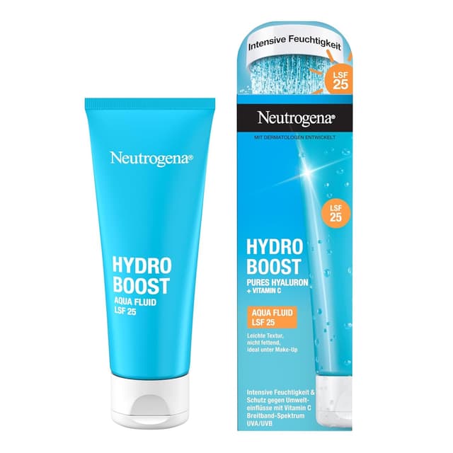 Detalle de Neutrogena Hydro Boost Aqua Fluid LSF 25 – leichte Feuchtigkeitscreme mit Hyaluronsäure & Vitamin C, 50 ml
