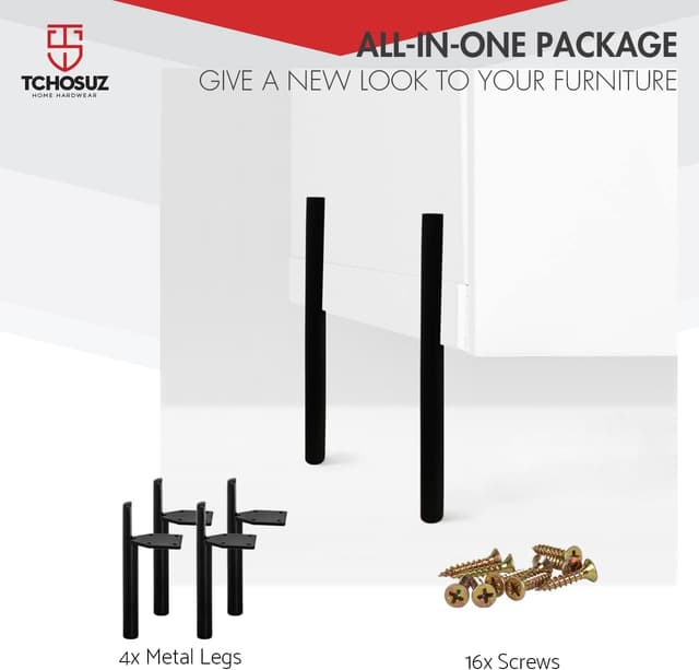 Detalle de TCHOSUZ 17cm metal furniture legs, pack of 4