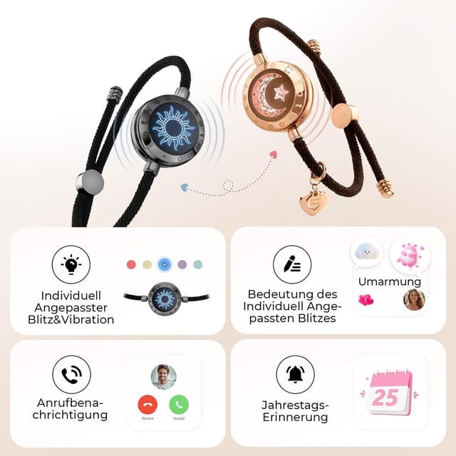 Detalle de TOTWOO Pulseras Inteligentes de Pareja 316L