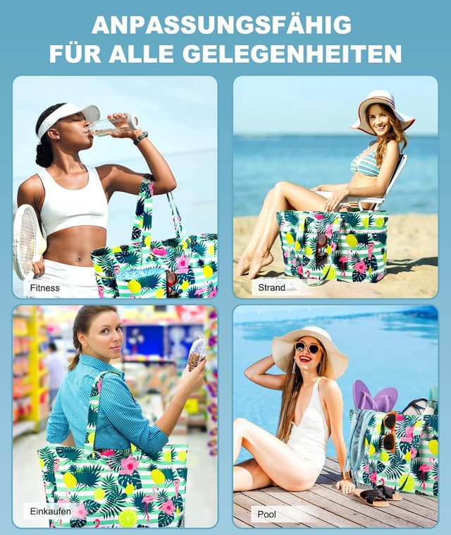 Thumbnail 6 de ISEYOU Strandtasche XXL Familie 45L – faltbare, wasserdichte Groß-Strandtasche mit Reißverschluss