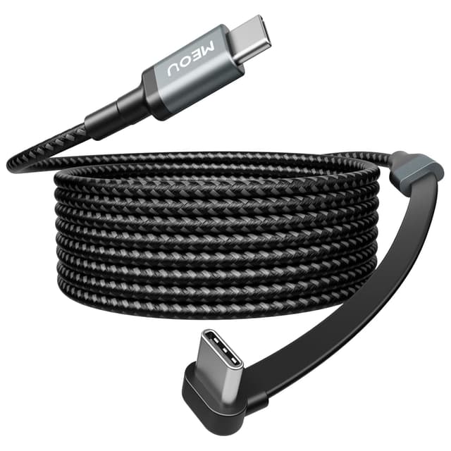 Detalle de USB-C to USB-C Cable 10ft (60W) Right-Angle Nylon Braided Charger Cable for Fast Charging & Data Transfer