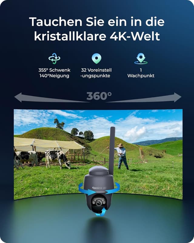 Detalle 2 de Reolink 4K 4G LTE Außenkamera 355° PTZ Solar