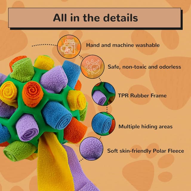 Detalle de Larimuer Schnüffelball für Hunde – tragbares Schnüffelspielzeug im Schnüffelteppich-Format (Grün & Regenbogen)