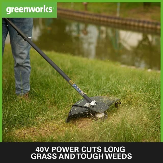 Detalle de Greenworks 40V Cordless Brushcutter Grass Strimmer (GD40BCK2X) – adjustable height, 40cm cut, bump feed