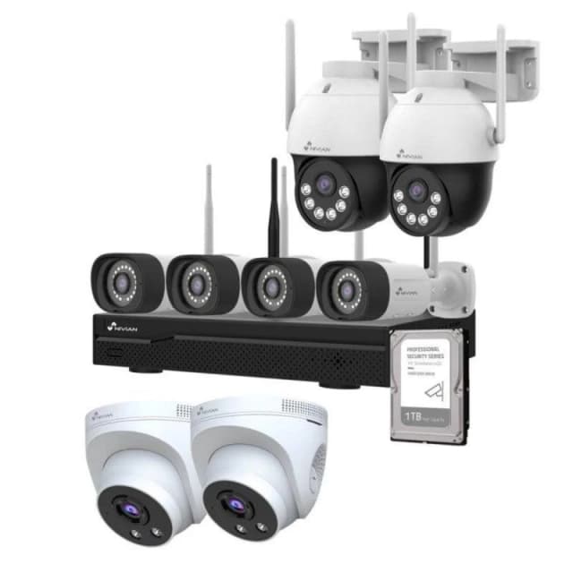 Detalle de Kit CCTV Nivian Half4K con WiFi: 8 cámaras + grabador 10 canales